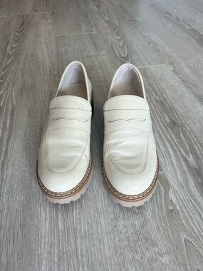 Women’s Cream Leather Penny Loafers